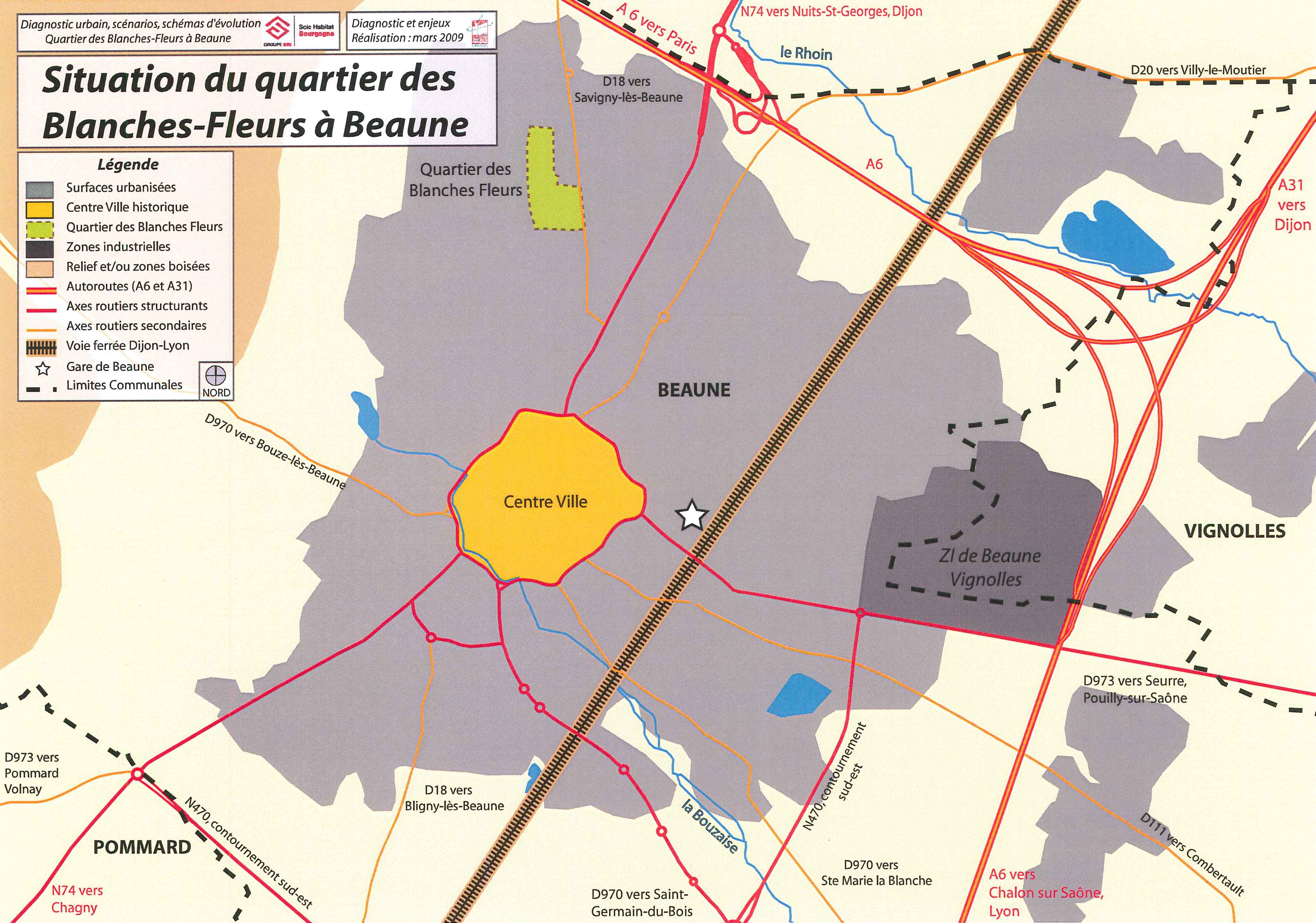 Diagnostic urbain, scenarii et schéma d’évolution du quartier des Blanches Fleurs à Beaune (21)